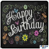 Születésnapi hűtőmágnes, Happy Birthday fekete virágok