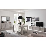 Szürke márvány étkező/nappali garnitúra TV-szekrénnyel (160x90 cm étkezőasztallal) – LM Greta Day