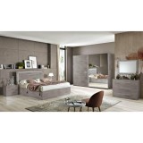 Szürke márvány hálószoba garnitúra (160x200 cm ággyal és 2 tolóajtós szekrénnyel) – LM Star