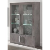 Szürke márvány vitrines szekrény LED-világítással, 2 ajtós – LM Greta Day