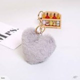 Szürke nyúlszőr Heart kulcstartó