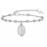 Szűz Mária acél rózsafüzér karkötő