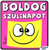 Születésnapi hűtőmágnes, Boldog szülinapot mosoly, rózsaszín