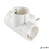 T elosztó, fekvő, 3 földelt aljzat, HOME, fehér