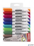 Tábla- és flipchart marker készlet, 1-3 mm, kúpos, KORES &#039;K-Marker&#039;, 10 különböző szín