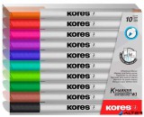 Tábla- és flipchart marker készlet, 1-3 mm kúpos, KORES 'K-Marker W1', 10 különböző szín