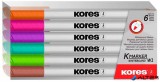 Tábla- és flipchart marker készlet, 1-3 mm kúpos, KORES 'K-Marker W1', 6 különböző szín