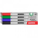 Tábla- és flipchart marker készlet, 1-3 mm kúpos, KORES "K-Marker", 4 különböző szín [4 db]