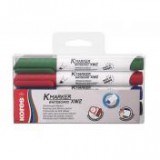 Tábla- és flipchart marker készlet, 1-3 mm, vágott, KORES "K-Marker", 4 különböző szín [4 db]