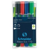 Tábla- és flipchart marker készlet 1-3mm, kerek végû Schneider Maxx Eco 110, 4 klf. szín