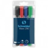Tábla- és flipchart marker készlet, 2-3 mm, kúpos, SCHNEIDER "Maxx 290", 4 különböző szín [4 db]