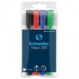 Tábla- és flipchart marker készlet, 2-5 mm, vágott, SCHNEIDER "Maxx 293", 4 különböző szín [4 db]
