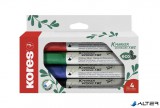 Tábla- és flipchart marker készlet, 3-5 mm, vágott, KORES 'ECO K-Marker XW2', 4 különböző szín