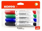 Tábla- és flipchart marker készlet, kúpos, KORES Eco K-Marker, 4 különböző szín (IK20724)