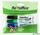 Táblamarker, 2,5 mm, kúpos, szett, FLEXOFFICE "WB02", 4 szín