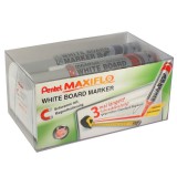 Táblamarker+törlõ készlet 2,5mm, kerek hegyû, Maxiflo Pentel, 4 klf. szín