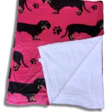 Tacskó mintás PRÉMIUM mikroplüss bárány pléd, 200 x 230 cm, rózsaszín