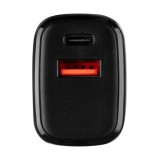 Tactical Base Plug Dual gyorstöltő adapter USB-A+ USB-C, 20W, fekete
