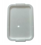 Tálca, műanyag, lekerekített peremmel, szögletes, fehér, 45x30cm