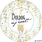 . Tányér, papír, 23 cm, "Boldog Új évet"