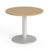 Tárgyalóasztal, kör, szürke fémlábbal, O 90 cm, MAYAH "Freedom SV-58", kőris