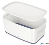 Tároló doboz, fedővel, kicsi, LEITZ "MyBox", fehér-szürke