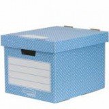 Tároló doboz, karton, 33,3x28,5x39 cm FELLOWES, "Style", kék-fehér [2 db]