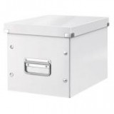 Tároló doboz, lakkfényű, M méret, LEITZ "Click&Store", fehér