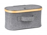 Tárolódoboz G21 30 x 15 x 15 cm, bambusz fedéllel, szürke