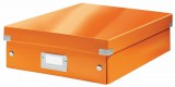 Tárolódoboz, rendszerező, laminált karton, M méret, LEITZ "Click&Store", narancssárga