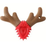 Tartós, természetes fából készült szarvasagancs jellegű rágóbot kutyáknak, 13,5 x 9,5 cm, piros