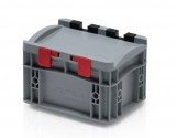 TBA Euro Láda 20X15X13,5 cm, Zárt Fogófüllel, Zsanéros Fedéllel