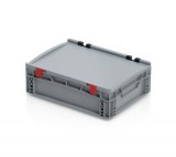 TBA Euro Láda 40X30X13,5 cm, Zárt Fogófüllel,Zsanéros Fedéllel