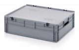 TBA Euro Láda 80X60X23,5 cm, Nyitott Fogófüllel,Zsanéros Fedéllel