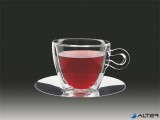 . Teás csésze rozsdamentes aljjal, duplafalú üveg, 30cl, 2db-os szett, "Thermo"