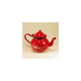 Teáskanna, zománcozott, öblös, 1,25 l, piros - Ingyenes szállítással