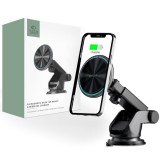 Tech-Pro A2 tapadókorongos autós tartó és MagSafe vezeték nélküli töltő 15W - fekete