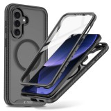 Tech-Protect Defense Samsung Galaxy A57 hátlap tok kijelző védelemmel, ütésálló, MagSafe, áttetsző-fekete