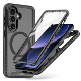 Tech-Protect Defense Samsung Galaxy S26 Ultra hátlap tok kijelző védelemmel, ütésálló, MagSafe, áttetsző-fekete