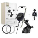 TECH-PROTECT MM15W-V4 MAGNETIC MAGSAFE műszerfal- és légbeömlő autós tartó vezeték nélküli töltő 15W fekete