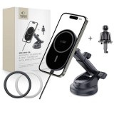 TECH-PROTECT MM15W-V6 MAGNETIC MAGSAFE műszerfal és szellőző autós tartó vezeték nélküli töltő 15W fekete