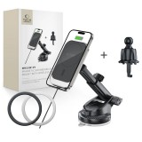 TECH-PROTECT MM15W-V9 MAGNETIC MAGSAFE műszerfal‑ és légbeömlő autós vezeték nélküli töltő 15W fekete