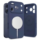 TECH-PROTECT Szilikon MagSafe iPhone 17 Pro Max készülékhez tok mélykék