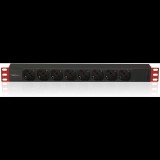 Techly I-CASE STRIP-81V2 áramelosztó egység (PDU) 8 AC kimenet(ek) 1U Fekete, Vörös (107746)