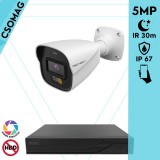 Techson 1 cső kamerás analóg megfigyelőrendszer 5MP HD cső biztonsági kamera, 2.8 mm fix objektívvel, beépített mikrofon