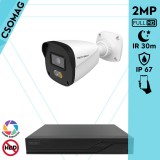 Techson 1 cső kamerás IP megfigyelőrendszer 2MP HD cső biztonsági kamera, 2.8 mm-es fix objektívvel, PoE, hibrid fényű megvilágítás, kültéri, fém ház