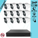 Techson 12 cső kamerás analóg megfigyelőrendszer 2MP HD cső biztonsági kamera, 2.8 mm fix objektívvel