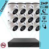 Techson 12 dome kamerás analóg megfigyelőrendszer 2MP HD dóm biztonsági kamera, 2.8 mm fix objektívvel