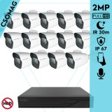 Techson 14 cső kamerás analóg megfigyelőrendszer 2MP NightVision HD cső biztonsági kamera, 2.8 mm fix objektívvel, valós WDR, beépített mikrofonnal