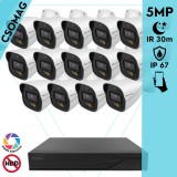 Techson 14 cső kamerás analóg megfigyelőrendszer 5MP HD cső biztonsági kamera, 2.8 mm fix objektívvel, beépített mikrofon